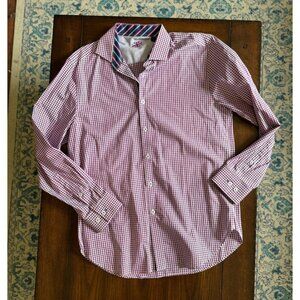 Michelsons London Purple Gingham Check Pattern Dress Shirt Long Sleeve Medium